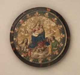 Nonnenwappen mit der Jungfrau und dem Kind mit den Heiligen Johannes dem Täufer und Katharina von Alexandria